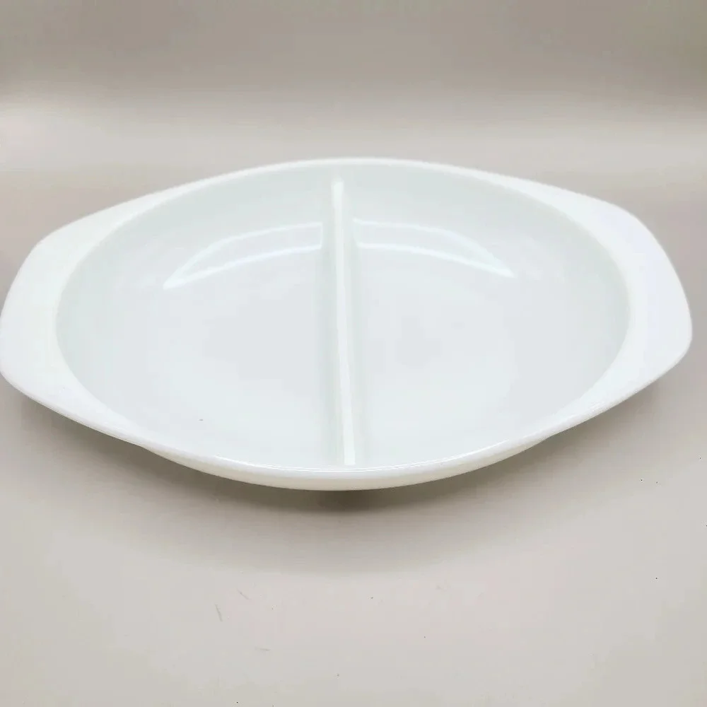 Vintage Pyrex Divided Casserole Dish White Milk Glass #1063 11/2 Qt